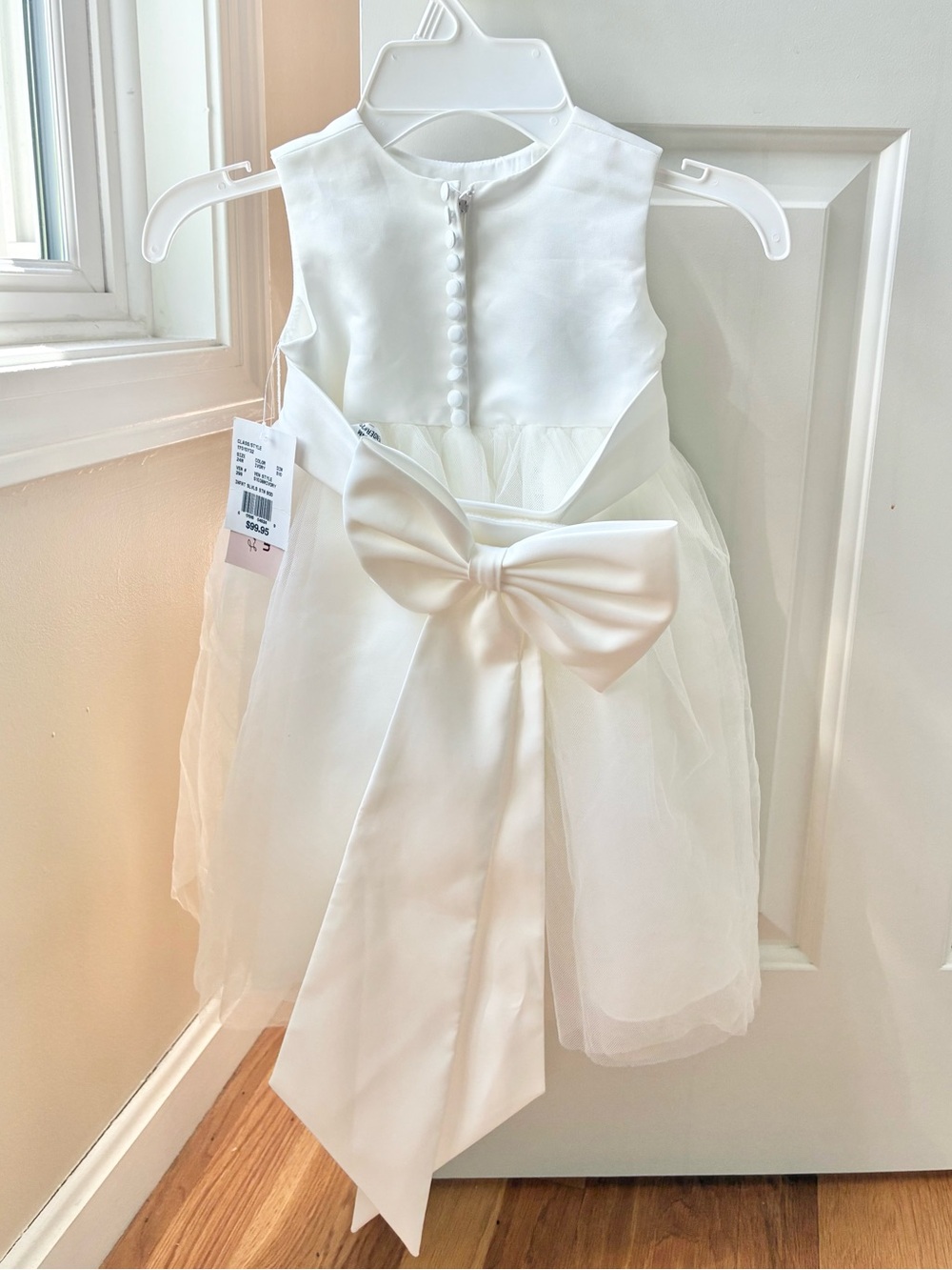 David’s Bridal Flower Baby Satin & Tulle Dress Sleeveless White Size 24M NWT - Picture 5 of 14